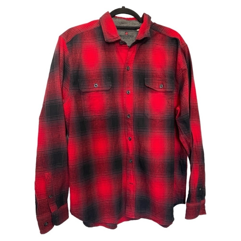 Woolrich‎ Red & Black Lumberjack Plaid Flannel Long Sleeve Button Down Shirt XL